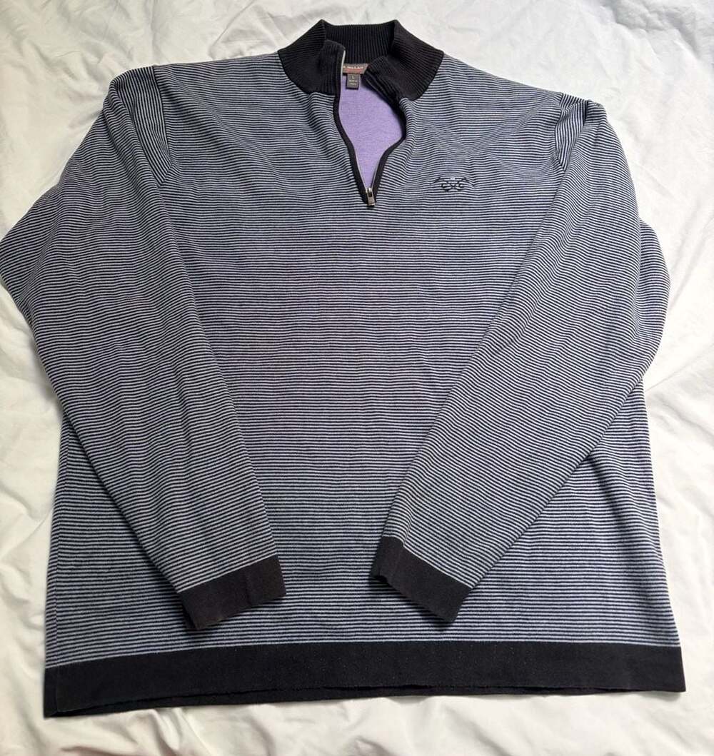 Peter Millar Men's Quarter-Zip Heather Stripe Sweater size L
